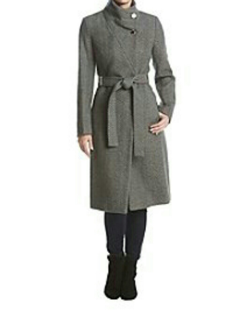 Ivanka Trump Chevron Pattern Stand Collar Belted